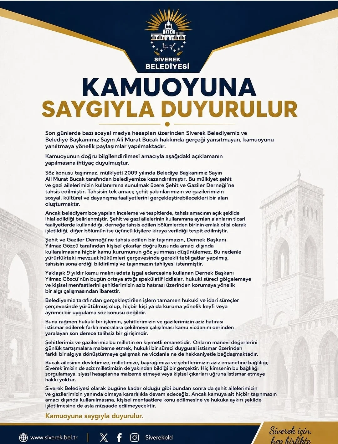 Siverek Belediyemize desteğimiz tamdır